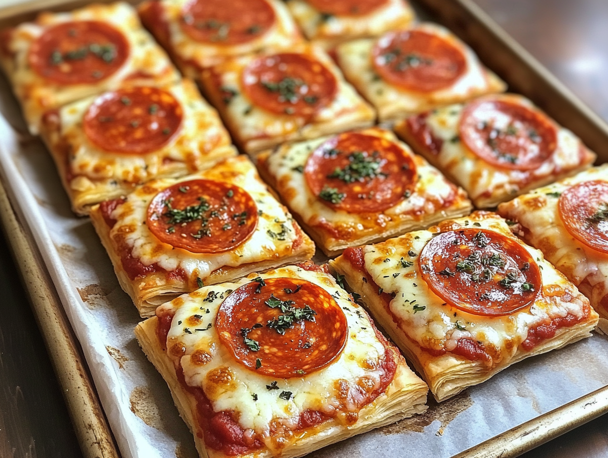 Christmas Puff Pastry Pizza Squares