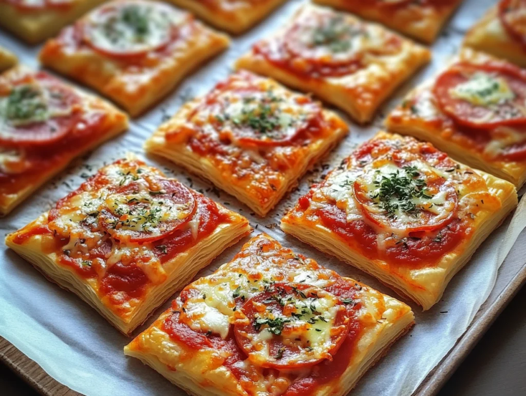 Christmas Puff Pastry Pizza Squares