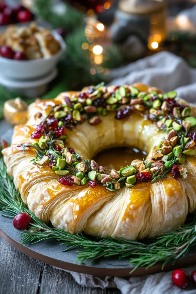 Pistachio & Honey Sweet Baked Brie Wreath